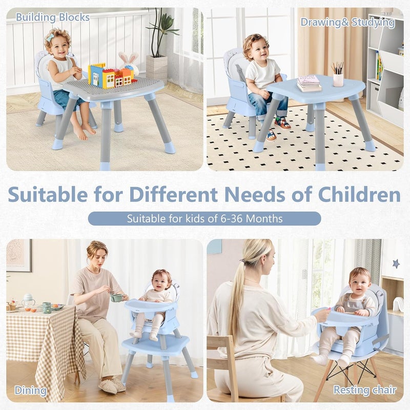 INFANS 8 in 1 Baby High Chair, Convertible Highchair for Babies and Toddlers, Infant Dining Booster Seat, Building Block Table, Kids Stool Table Chair Set with Removable Tray - Image 3